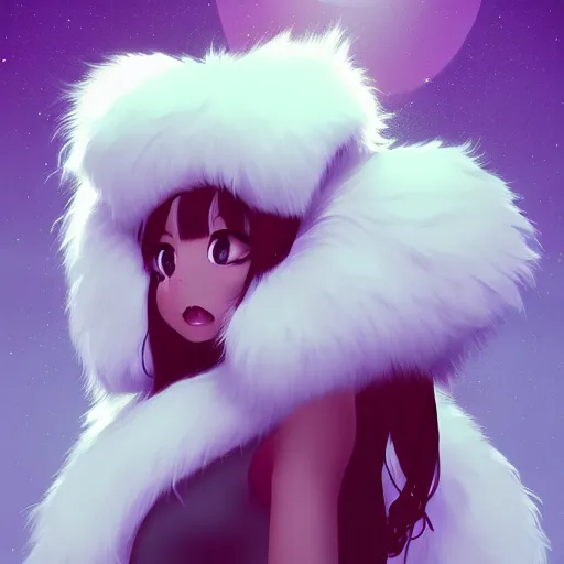 Image similar to cute furry girl with four arms, big fluffy ears, white fur and dark skin, dramatic lighting, cinematic, artstation, anime style