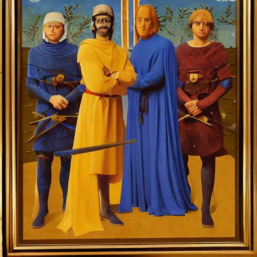 Image similar to portrait of Richard Ayoade as a medieval Byzantine exarch, by Angus McBride, Gentile Bellini, Piero della Francesca, and Annie Leibovitz. HD face portrait.