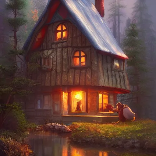 Image similar to brother grimms fairytale lakehouse fox digital art, irina french, heraldo ortega, mandy jurgens trending on artstation 8 k 1 5 0 mpx