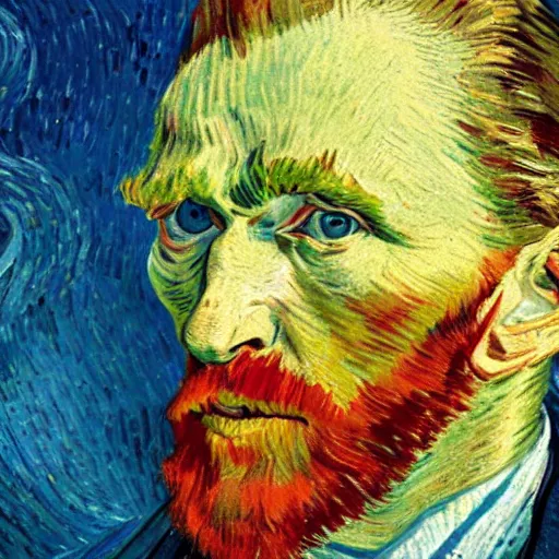 Image similar to photo realistic image of the painter vincent van gogh in modern day