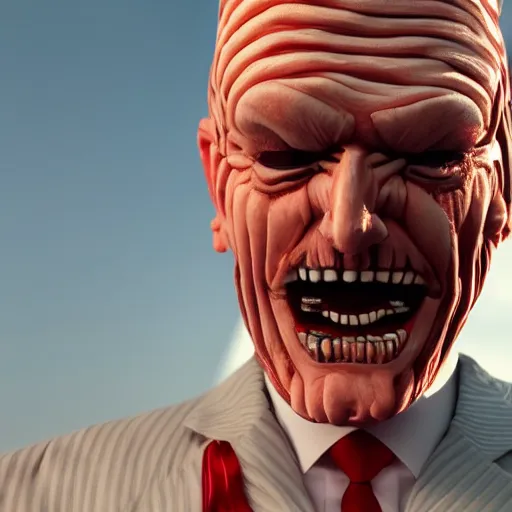 Image similar to Donald Trump with Freddie Krueger body, realistic artstyle, wide shot, dramatic lighting, octane render, hyperrealistic, high quality, highly detailed, HD, beautiful, cinematic, 8k, unreal engine, facial accuracy, symmetrical