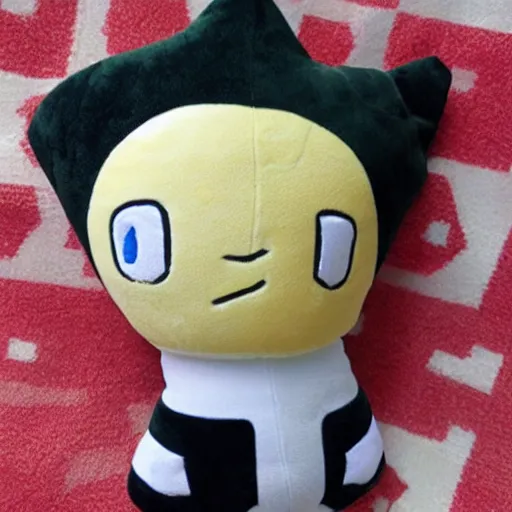 Prompt: Plushie of bored Saitama