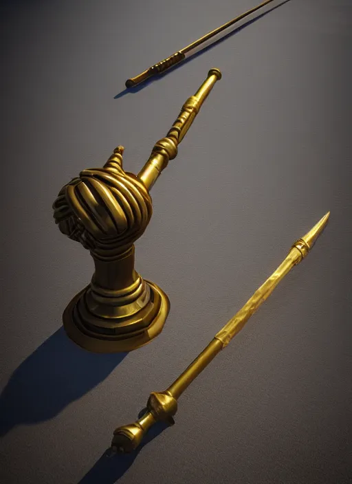 Image similar to a golden bo staff, Unreal 5, DAZ, hyperrealistic, octane render, RPG portrait, dynamic lighting