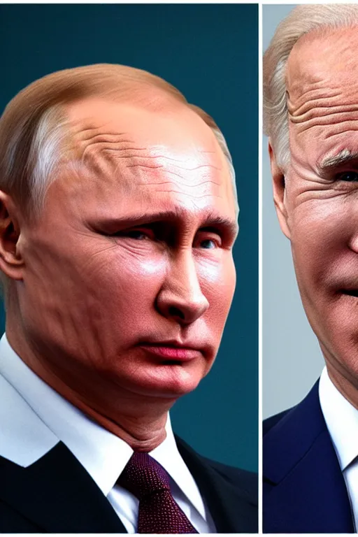 Prompt: Putin with half of his face is Biden, Highly detailed, face, 4k