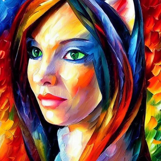 Image similar to “catgirl, style of Leonid afremov”