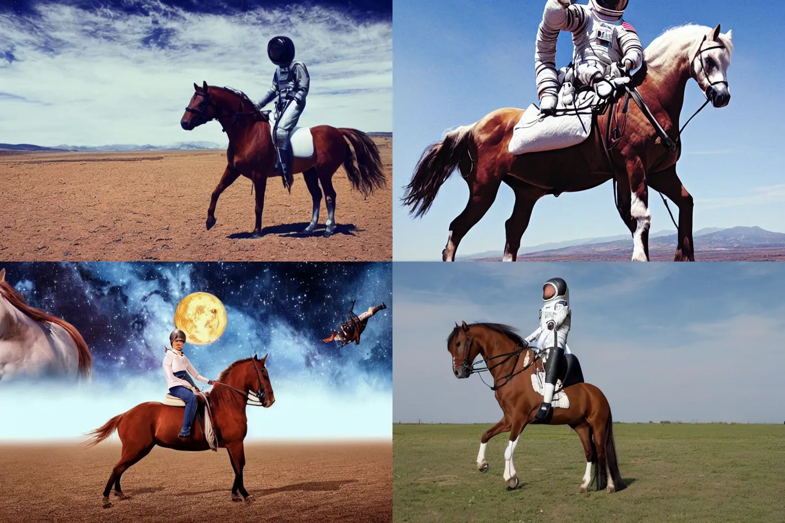 Prompt: horse riding an astronaut