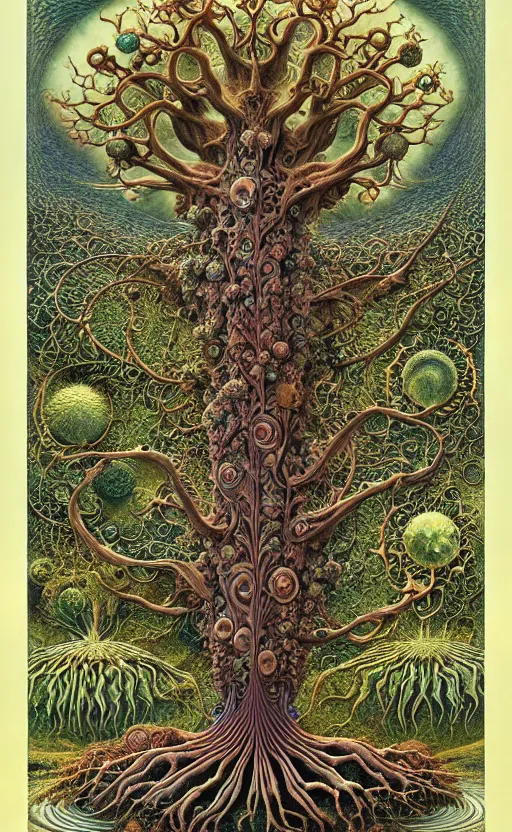 Image similar to tree of life by roger dean and andrew ferez, art forms of nature by ernst haeckel, divine chaos engine, symbolist, visionary, art nouveau, botanical fractal structures, organic, detailed, realistic, surreality