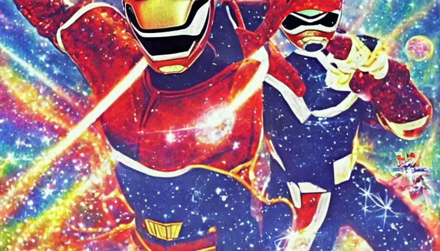 Image similar to Carl Sagan as Power Ranger, art by Noriyoshi Ohrai and Lisa Frank