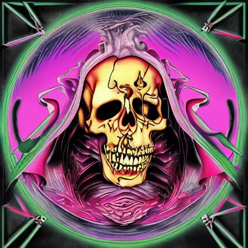 Prompt: vapourwave death metal album art