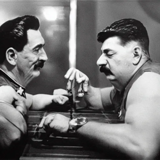 Prompt: falco armwrestling stalin, kodak, photography