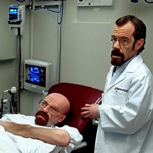 Image similar to walter white with dr house in hospital