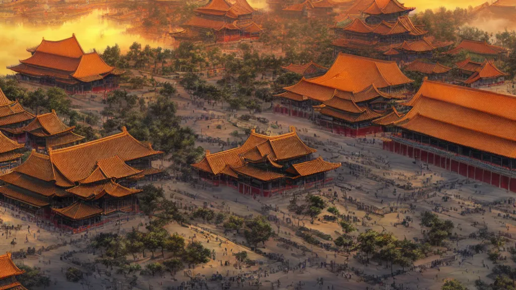 Prompt: Forbidden City, fantasy artwork, award-winning, beautiful scenery, artstation