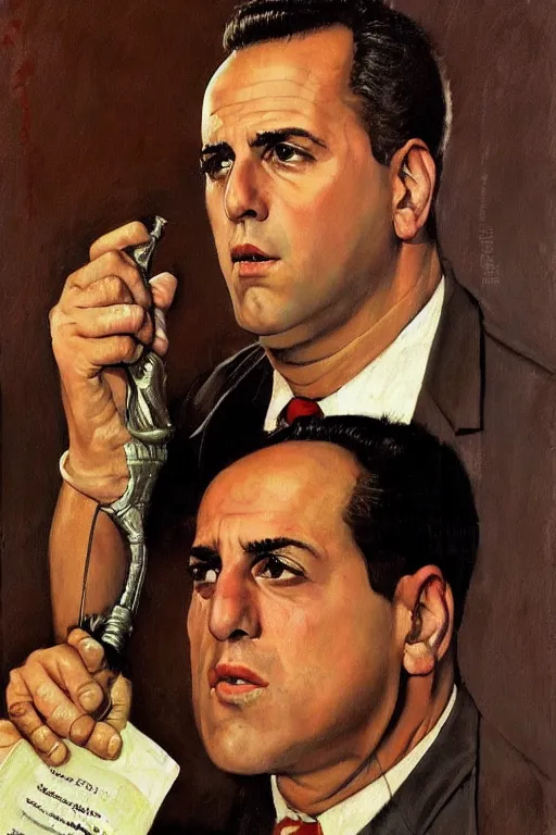 Prompt: paulie gaultieri from the sopranos painted by norman rockwell