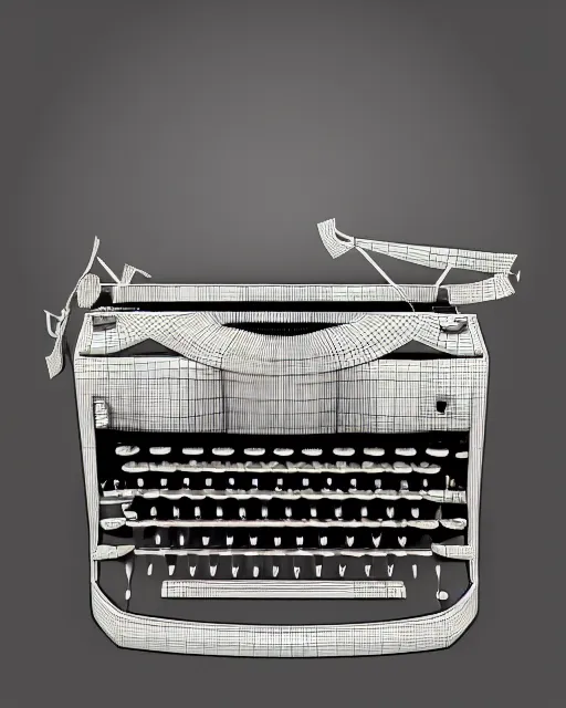 Image similar to digital illustration of a retro typewriter. 3 d. pastel