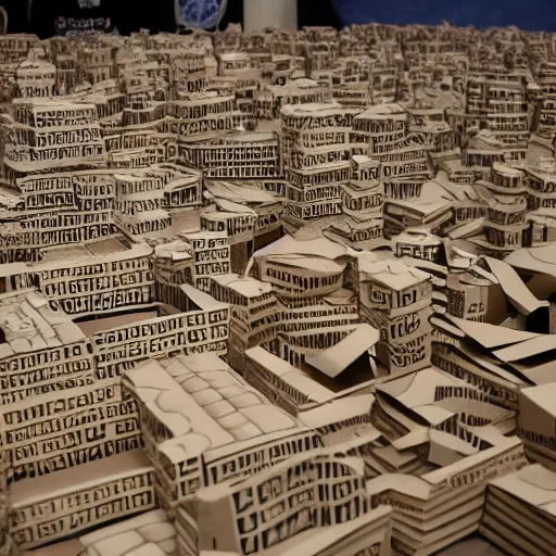 Image similar to a city made out of cardboard