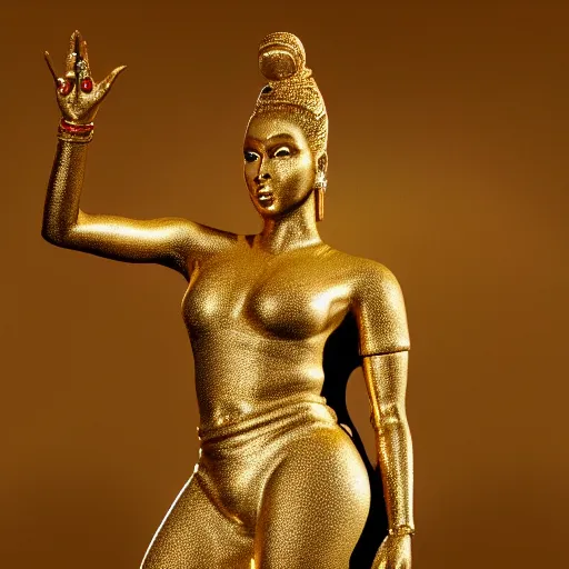 Prompt: golden statue of nicki minaj, ultra realistic, 8 k, highly reflective