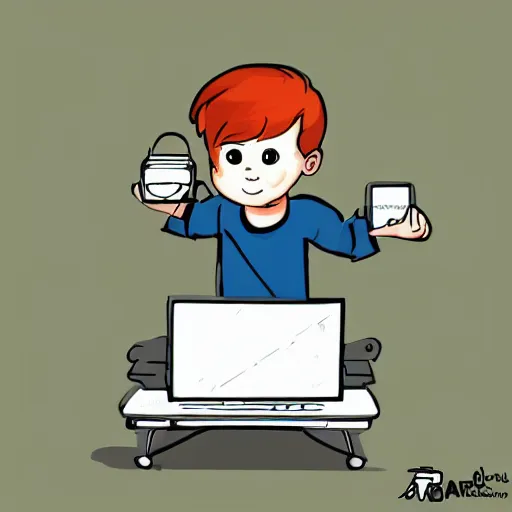 Image similar to The world cutest baby hacking on his laptop, adorable, digital art, trending on artstation