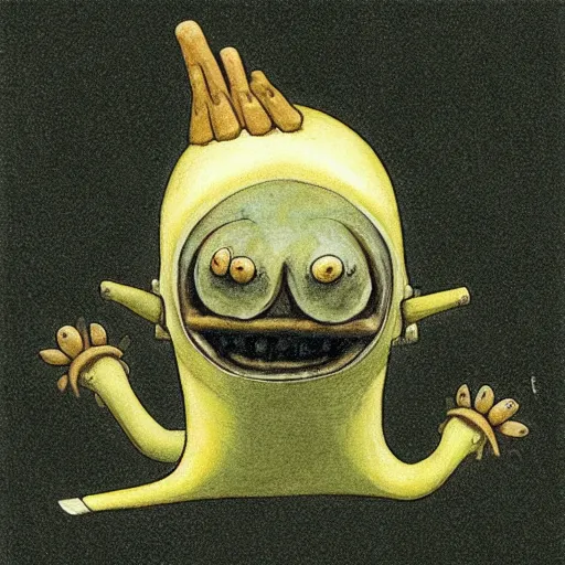 Prompt: slug man pokemon by shaun tan, style of john kenn mortensen, shin megami