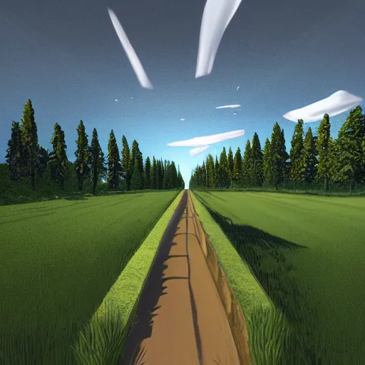 Image similar to a beautiful landscape, 7 point perspective, digital art