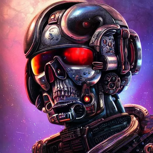 Prompt: portrait of a space pirate skull. intricate abstract. cyberpunk, vhs glitch. iridium visor, full face VR broken helmet. intricate artwork. nightmare fuel. terrifying ghost in the shell. empty oxygen tank. warhammer 40k crimes against humanity. sci-fi knight rider k2000 led. by Tooth Wu, wlop, beeple, dan mumford. octane render, trending on artstation, greg rutkowski very coherent symmetrical artwork. cinematic, hyper realism, high detail, octane render, 8k, iridescent accents, black and white