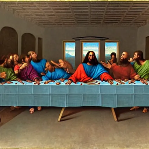 Image similar to Kanye West in the Last Supper painting