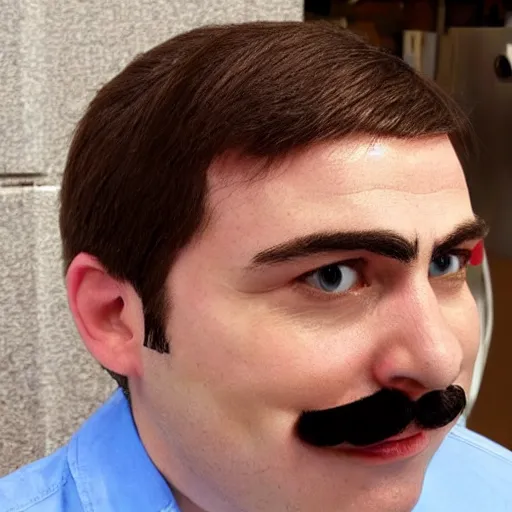 Prompt: mario ( super mario bros ) without facial hair, fully shaved