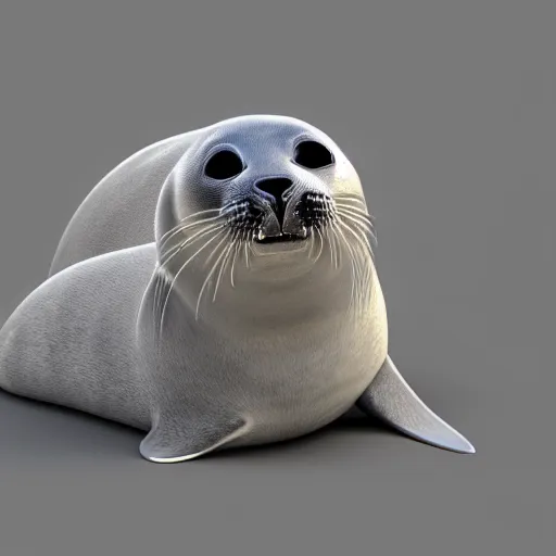 Prompt: a seal cat hybrid. 3D render.