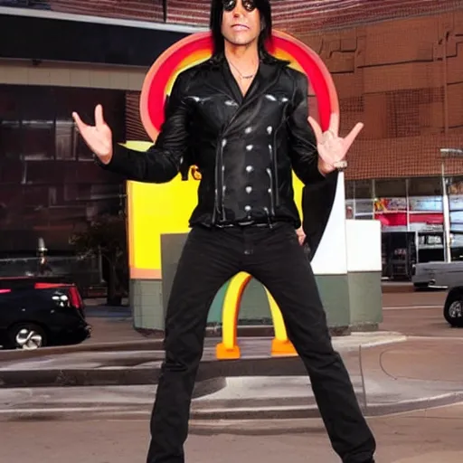 Image similar to criss angel mindfreak levitating over mcdonalds