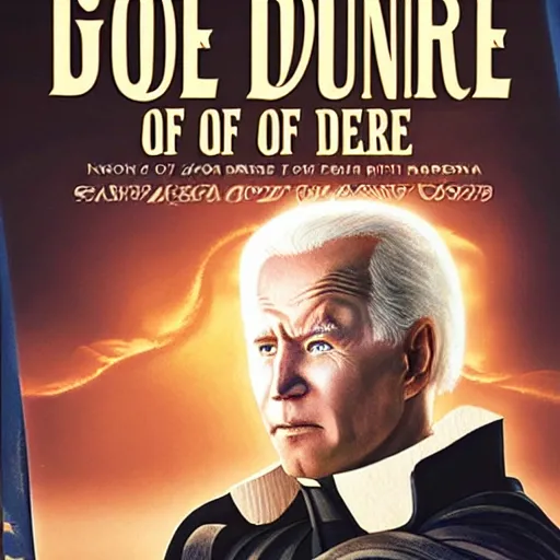 Prompt: book cover god emperor of dune. cartoon joe biden face on sandworm. cover art cgi movie poster style