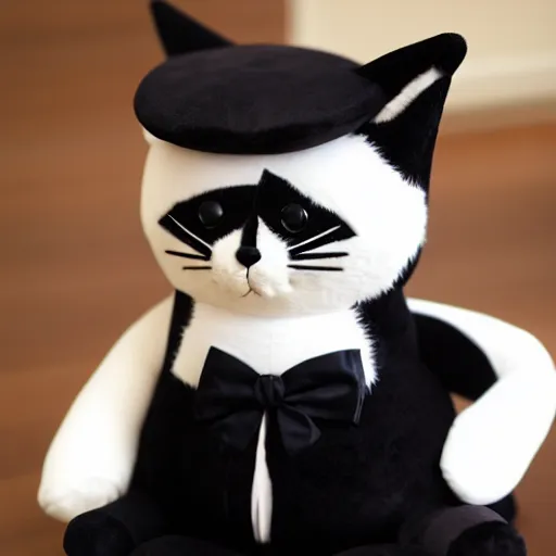 Prompt: a plushie of a cat in a top hat, famous stuffed aninals, ty.com, plush toys, uhd 4k, rtx on