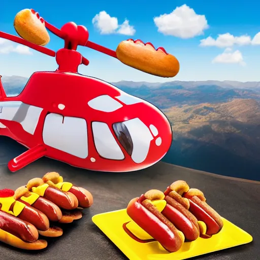 Image similar to Helicopter with hotdogs