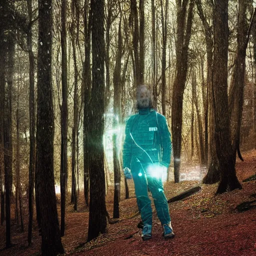 Prompt: thom yorke singer songwriter walking in a forest in a spacesuit, filling up with water, waterline refractions, anamorphic lens flare, beautiful blueish eyes, eyes reflecting into eyes reflecting into infinity, spherical tiny round eye pupils, eyes reflecting into eyes reflecting into infinity, dramatic lighting