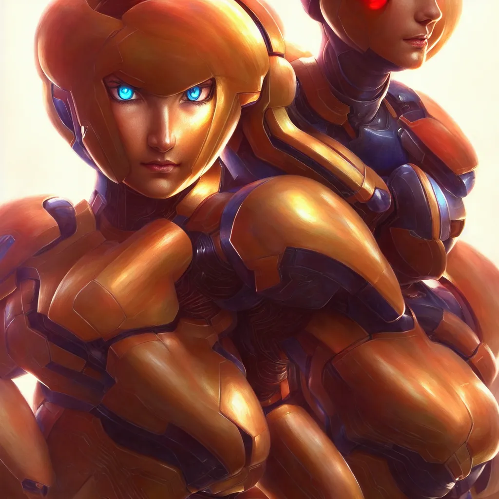 Prompt: Samus Aran (Metroid) digital portrait, intricate, elegant, highly detailed, digital painting, artstation, concept art, matte, sharp focus, illustration, art by Artgerm and Greg Rutkowski and Yihao!! REN!!