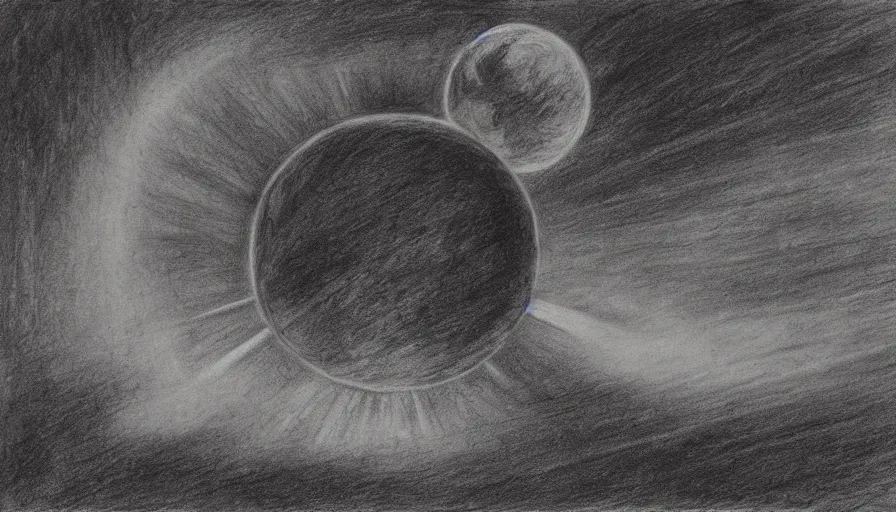 Prompt: mothership on an alien planet, 1 9 th century charcoal and pencil drawing