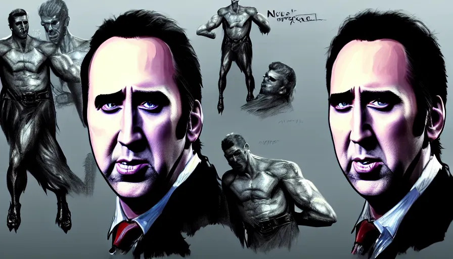 Image similar to giant nicholas cage destroys new york concept art artstation