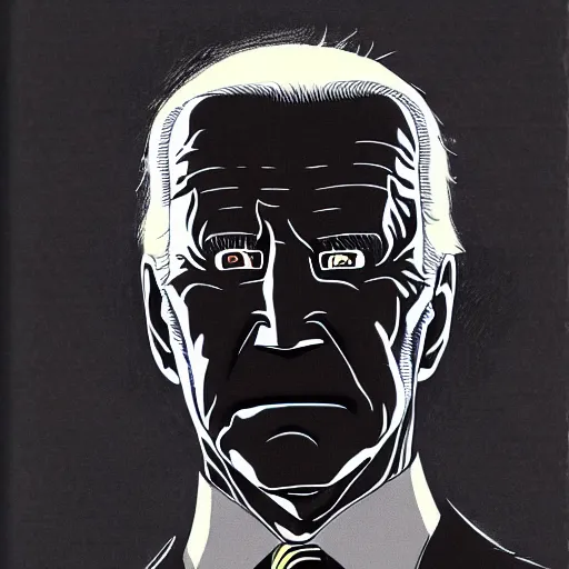 Image similar to Joe Biden looking sinister, by Tsutomu Nihei, highly detailed