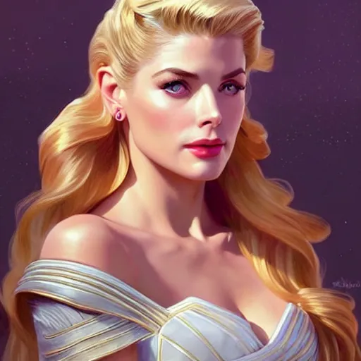 Prompt: A combination of Grace Kelly's and Katheryn Winnick's and Ashley Greene's faces as She-Ra, western, D&D, fantasy, intricate, elegant, highly detailed, digital painting, artstation, concept art, matte, sharp focus, illustration, art by Artgerm and Greg Rutkowski and Alphonse Mucha