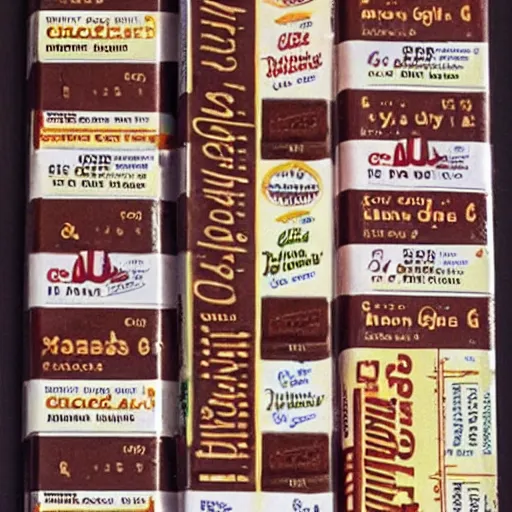 Image similar to chocolate candy bar packaging, 7 0 s style, very appealing, marketing photo