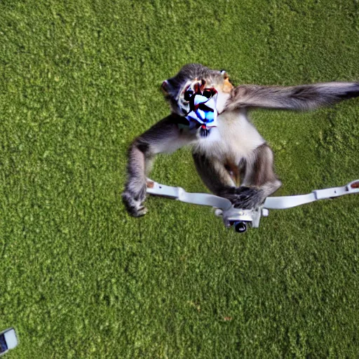 Image similar to photo of a monkey flying a drone, 4k ultra hd