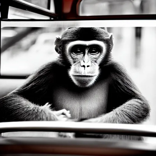Prompt: monkey in bus, photorealism