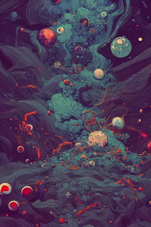 Prompt: The destruction of the Universe, Planets crashing, highly detailed, Digital painting, Refreshing, Trending on Artstation, Illustration by James Jean