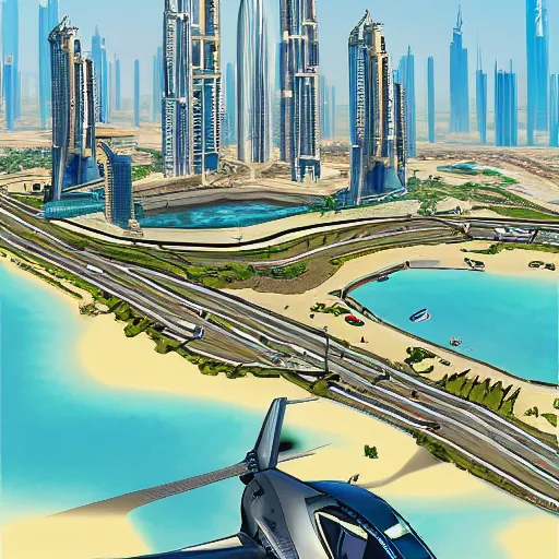 Image similar to gta : dubai by felix kelly