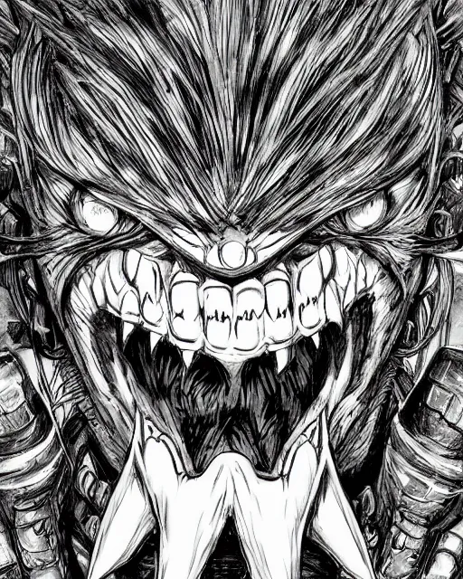 Prompt: A crate with tongue and tooth, terrifying, black and white, fantasy art, monster art, in the style of masami kurumada, illustration, epic, fantasy, intricate, hyper detailed, artstation, concept art, smooth, sharp focus, ray tracing