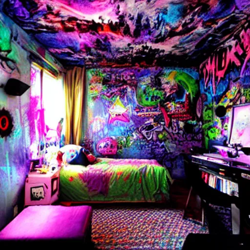 Image similar to weirdcore bedroom