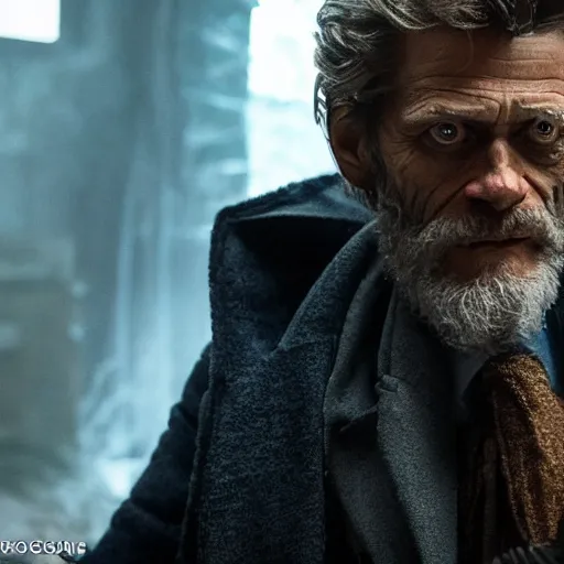 Prompt: willem dafoe as a rough dirty old man with a scruffy beard in a dark blue trenchcoat as the new doctor who, cinematic, volumetric lighting, f 8 aperture, cinematic eastman 5 3 8 4 film, photorealistic by greg rutkowski