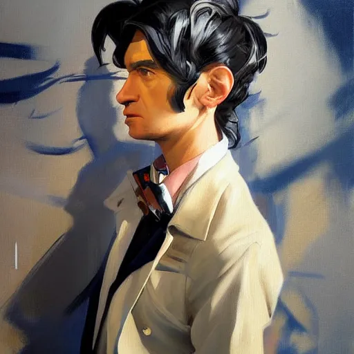 Image similar to greg manchess portrait painting of doctor who as overwatch character, medium shot, asymmetrical, profile picture, organic painting, sunny day, matte painting, bold shapes, hard edges, street art, trending on artstation, by huang guangjian and gil elvgren and sachin teng