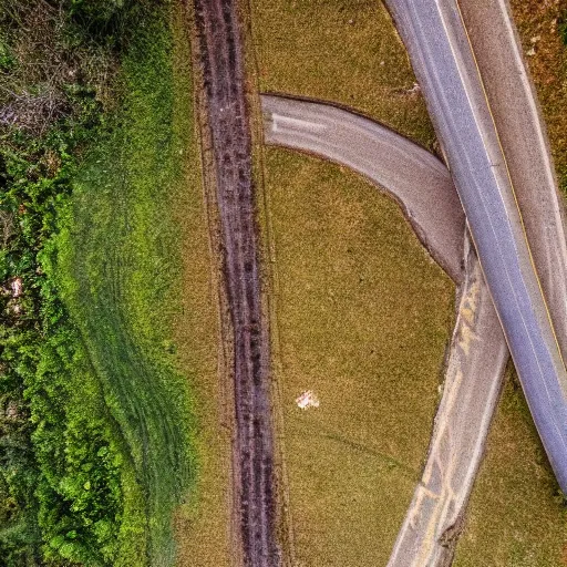 Image similar to drone fotage of an old abandoned road