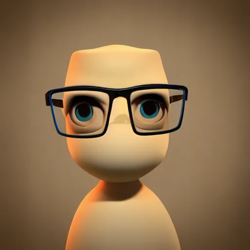 Prompt: 3 d render of peanut with human features, nerdy glasses and face