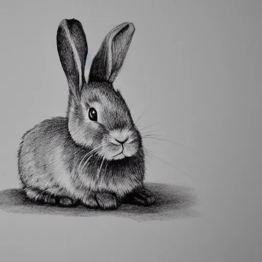 Prompt: soft and velvety ink drawing of a cute rabbit with a fine composition, 8 k