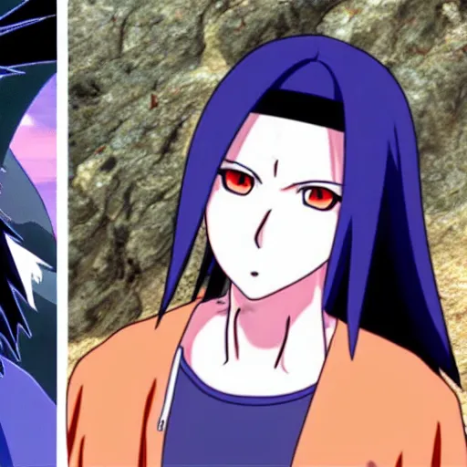 Image similar to anime still of sasuke as a woman fighting naruto as a woman